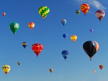 Multi-colored hot-air baloons