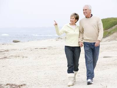 Couple walking on the beach